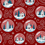 Jolly Snow Globe Scene Holiday with Magical Winter(Red)