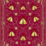 Holiday Jingle Bell Cascade Half Moon Doormat with Festive Ribbon Swirls(Gold)