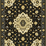 Black Gold Flannel Area Rug for Comfort(Black)