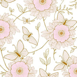 Fluttering Garden with Blooming Floral Accents(Gold)