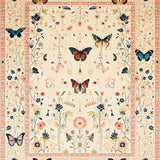 Boho Beige Moth and Butterfly Floral for(Ivory)
