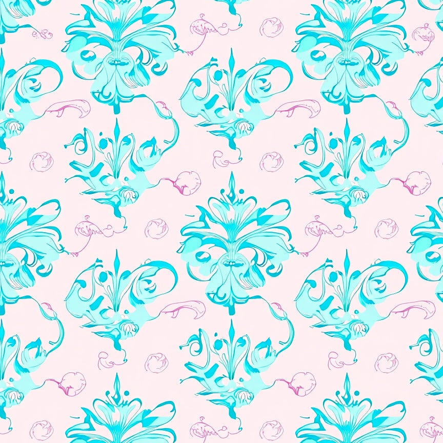 Elegant Swirl Damask Ornate Traditional Motif (Pink) - ODIKA