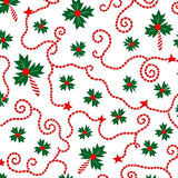 Christmas Light Swirl with Holly Leaf and Cane Design(Green)