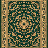 Paisley Medallion Scroll Design Artisan Crafted Corridor(Green)