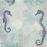 Marine Life Inspired Plush Bedside with Stylized Seahorse and Shell Motifs(Blue)