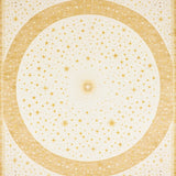 Celestial Letters Round Area with Beige Tones and Playful Star Motifs(White)