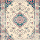 Distressed Medallion Area with Vintage Inspired Scrollwork and Faded Motifs(Beige)