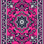 Stylized Floral Swirls Interwoven with Curved Vines and Leaf Motifs (Pink) - ODIKA