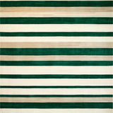 Contemporary Striped Area in Rich Beige and Emerald Green Tones(Green)