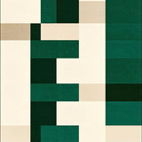 Chic Contemporary Green and Beige with Dynamic Overlapping Rectangles(Green)