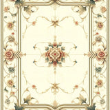 Classic Medallion Area with Flourishing Vines and Ornate Scrollwork Motifs(Beige)