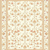 Elegant Round Area with Intricate Floral Motifs in Beige Tones(Beige)