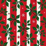 Cane Striped with Holly Leaf Accents Semi Arc Design(Red)