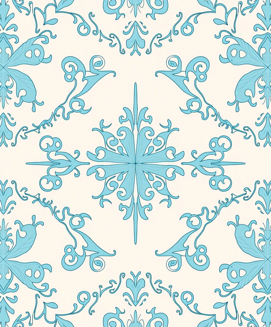 Heirloom Damask Artisan Ornate Traditional Authentic (Blue) - ODIKA