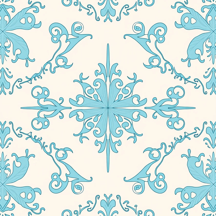 Heirloom Damask Artisan Ornate Traditional Authentic (Blue) - ODIKA