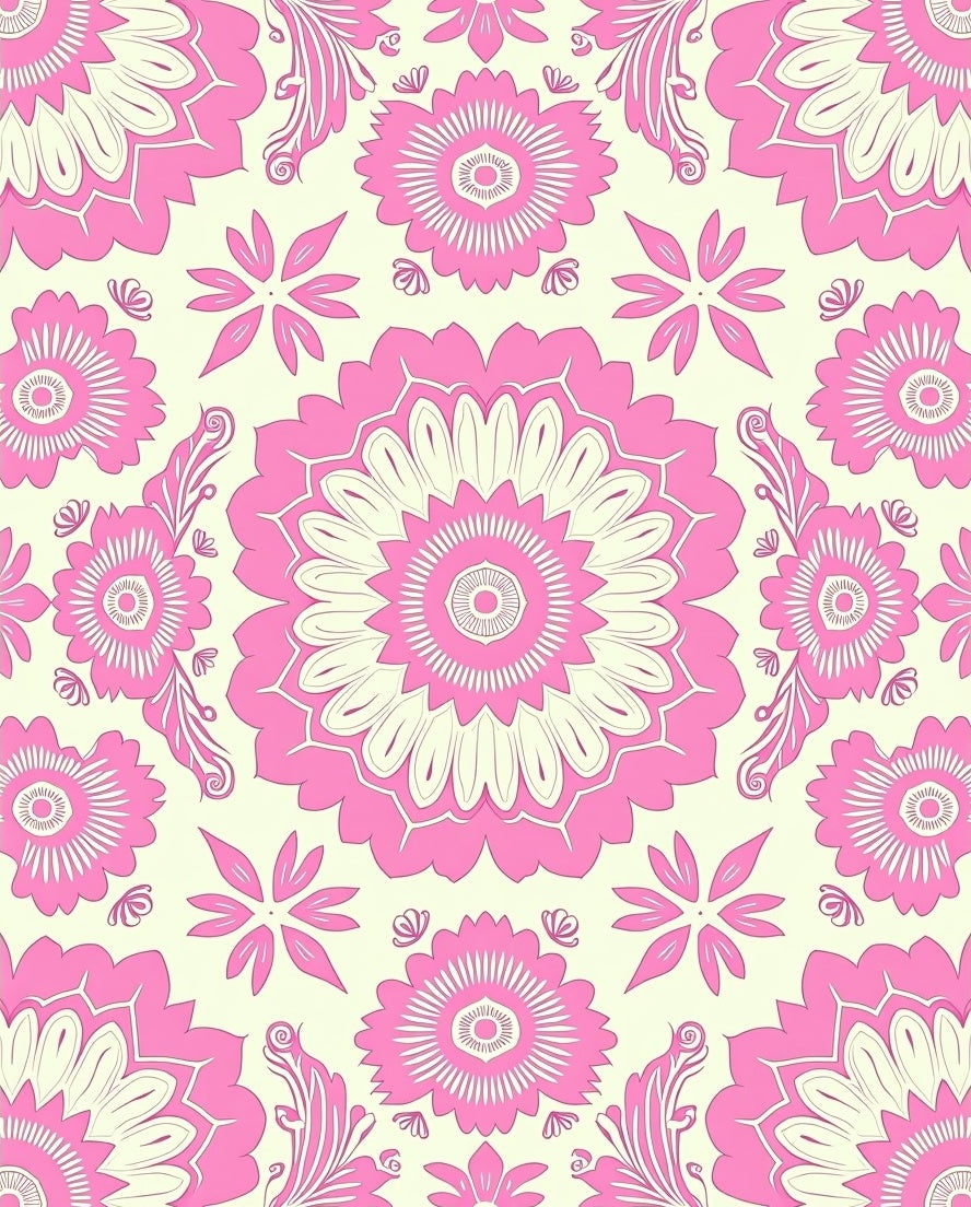 Burst Symmetrical with Ornate Floral Motifs (Pink) - ODIKA