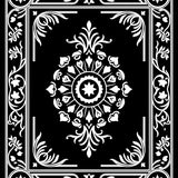Floral Medallion Motif with Interlocking Vines and Petal Accents (Black)