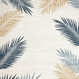 Coastal Inspired Beige Grey Blue Palm Leaf Area(Beige)