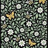 Abstract Floral Cluster with Whimsical and Bee (Black)