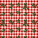 Vintage Holly Berry Checkered Gingham Holiday Non Slip(Red)
