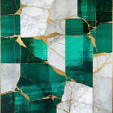 Emerald Echoes Gold Vein Beige Modern Area(Green)