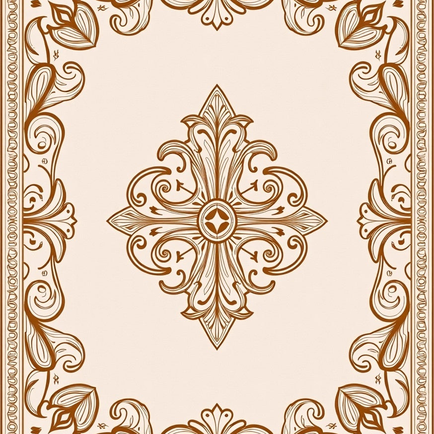 Vintage Damask featuring Ornate Scrollwork and Classic Elegance (Beige) - ODIKA
