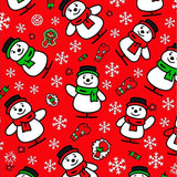Cheerful Snowman Parade with Festive Scarf and Falling Flakes Motif(Red)
