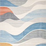 Dynamic Curved Stripes Combining Light Gray Blue and Warm Beige Tones(Gray)