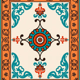 Caria Medallion with Flourishing Vines and Flourish Motifs(Orange)