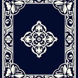 Ornate Medallion Scrollwork Motif with Flourished Filigree Borders(Black)