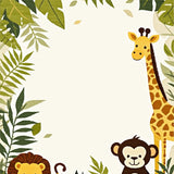 Dreamy Safari Beige Area Featuring Sweet Jungle Creatures(Green)