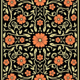 Victorian Scroll with Garden Trellis Florals (Black) - ODIKA