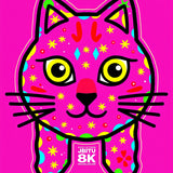 Festive Cat Outline with Twinkling Light Motif and Playful Charred Accents(Pink)
