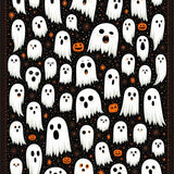 Charming Ghostly Faces Tufted Carpet Non Slip Rug for Festive Entryway(Black)