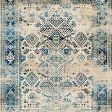 Geometric Vintage Distressed Over Dyed Beige Blue Collection(Beige)