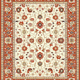 Intricate Floral Design Area in Rich Terracotta and Beige Tones(Beige)