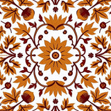 Autumnal Leaf Medallion With Vintage Botanical Motifs(Orange)