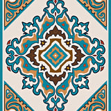 Traditional Paisley Nouveau Revival Distressed Patina(Turquoise)