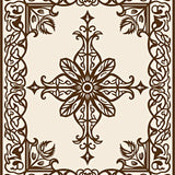 Luxurious Damask Medallion Swirl Trellis Lattice (Brown)