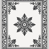 Floral Damask with Classic Borders (Black)