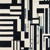 Art Deco Revival Black and White Stripe Woven Floor(Black)