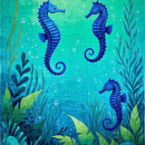 Beach Theme Seahorse Tropical Floor Runner(Blue)
