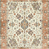 Artisan Inspired Medallion with Harmonious Geometric Floral Designs(Orange)