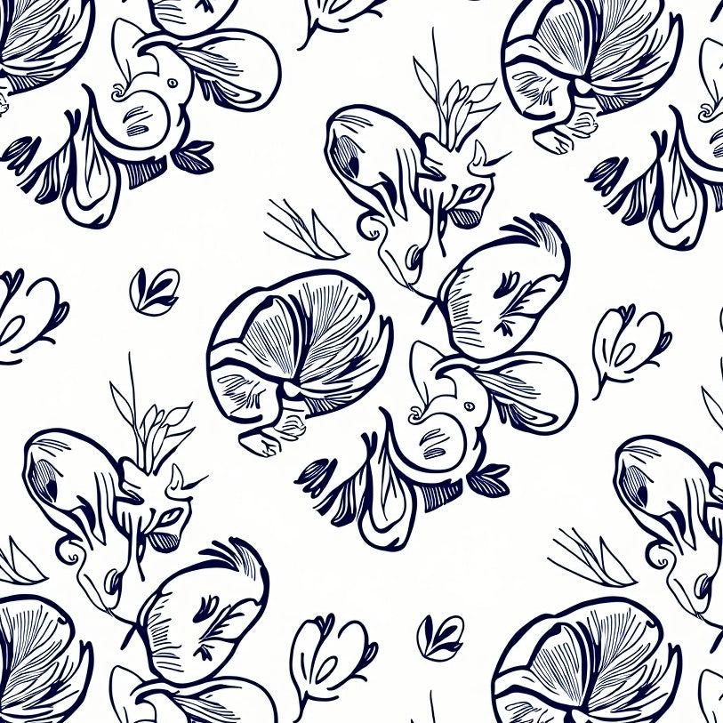 Enchanting Botanical Garden Paisley Delicate Artisan Treasure (Blue) - ODIKA