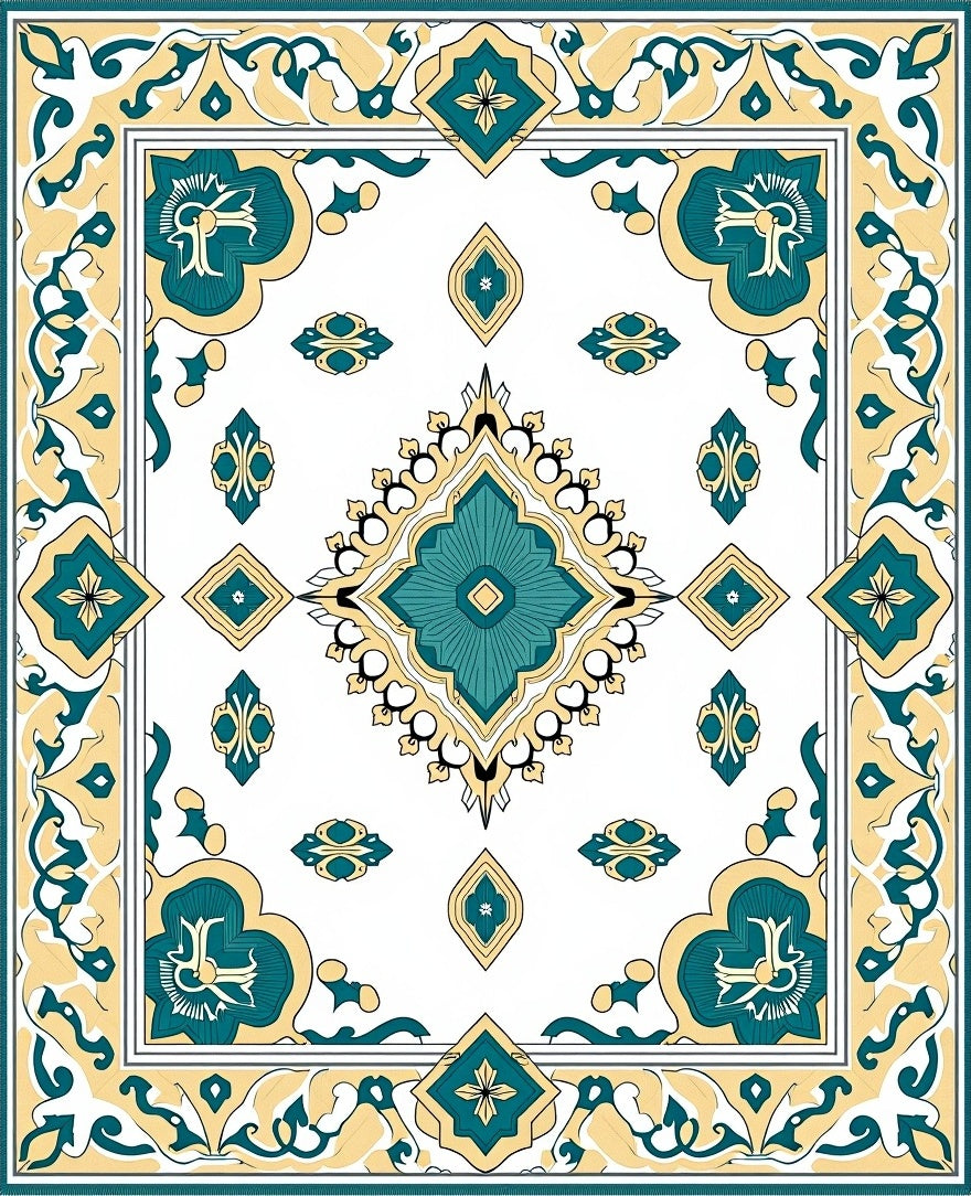 Elegant Wave Medallion Interlocking Trellis (Beige) - ODIKA