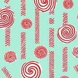 Cane Stripe Doormat with Peppermint Swirl Holiday Design(Red)