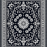 Elegant Medallion Bordered Pile Contemporary(Black)
