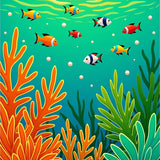 Tropical Lagoon Treasure Sealife Panorama Exotic(Teal)