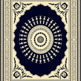 Ornate Medallion Motif with Intricate Border Framework Design(Navy)