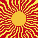 Abstract Sunburst with Radiating Shapes and Swirls(Red)